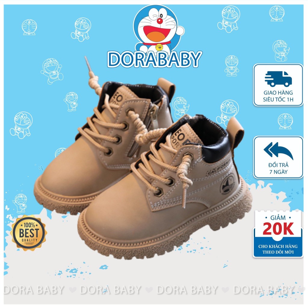 Boot Bé Gái, Giày Boot Cho Bé Trai, Da Cao Cấp, Êm Chân Siêu Ngầu Cá Tính, Boot Bé 1–3 Tuổi - G097
