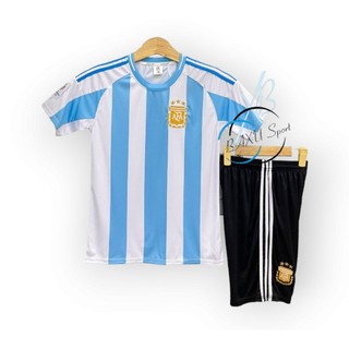 Bộ quần áo bóng đá Tuyển Argentina trắng sọc mẫu wc 2024 chính thức