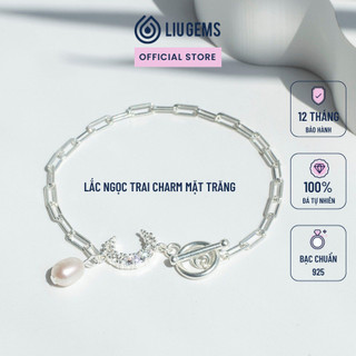 Vòng Tay Bạc Nữ 925 Ngọc Trai Nước Ngọt Đính Charm Mặt Trăng Liugems Tinh Tế Trẻ Trung VB17