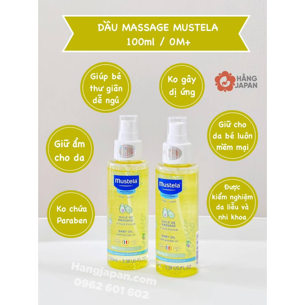 Bộ sản phẩm sữa tắm gội, dưỡng da, dầu massage Mustela 2in1 tinh chất bơ an toàn cho bé sơ sinh chính hãng - Hàng Pháp