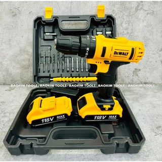 Máy khoan pin 118V loại 3 chức năng có búa - Chuyên Khoan tường, Khoan sắt, Khoan gỗ, Bắt vít, Tặng bộ phụ kiện