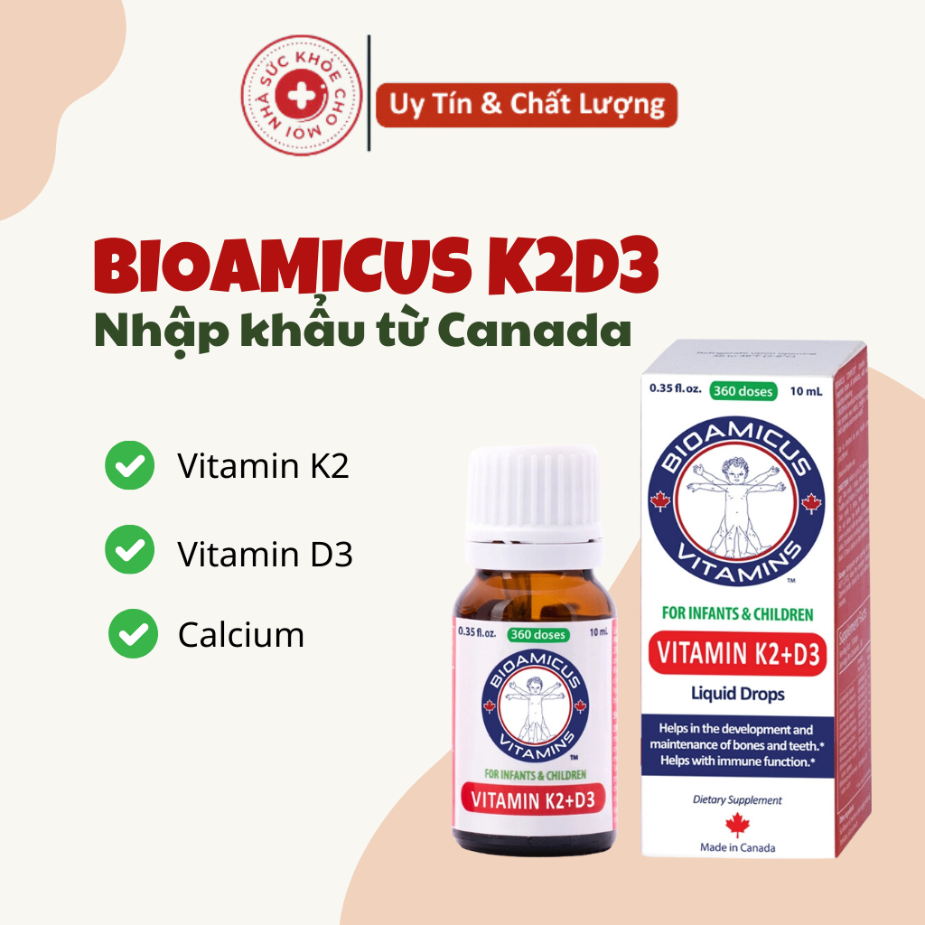 AFF.Bổ sung d3k2 vitamin giúp xương răng chắc khỏe và tăng trưởng chiều cao cho bé BioAmicus D3K2