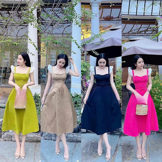Váy maxi 2 dây cánh tiên trẻ trung, chất thô mềm cực đẹp có dây tạo kiểu