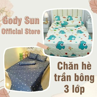 Chăn hè cotton poly 3 lớp trần bông đẹp cao cấp Gody Sun
