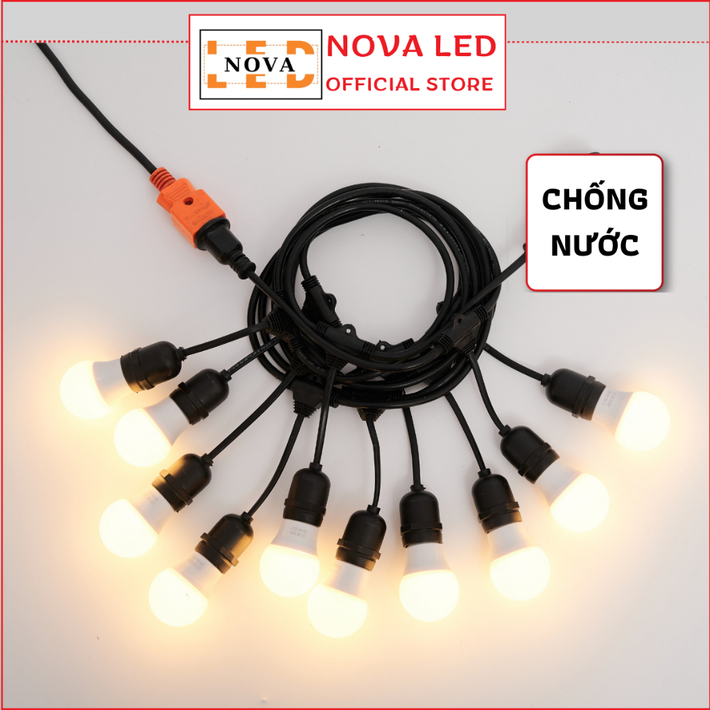 Dây đèn trang trí ngoài trời 5m 10m 20m chống nước dùng cho quán cà phê, trà chanh, trà sữa, decor