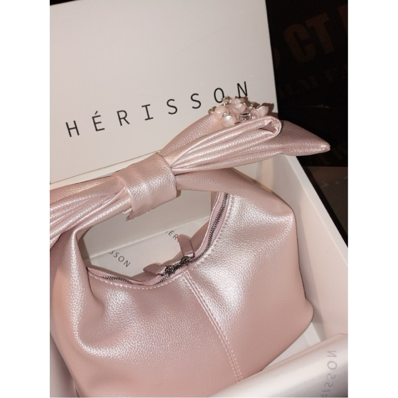 Túi nữ Chow bag Hérisson màu hồng nhũ  + nơ tháo rời | BigBuy360 - bigbuy360.vn