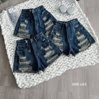 Quần short jeans nữ cạp cao rách bụi cá tính