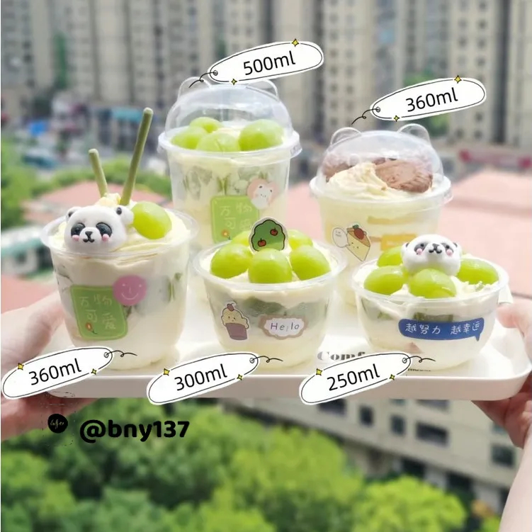 [ Lốc 50 bộ ] Ly pet + nắp Panda đủ size