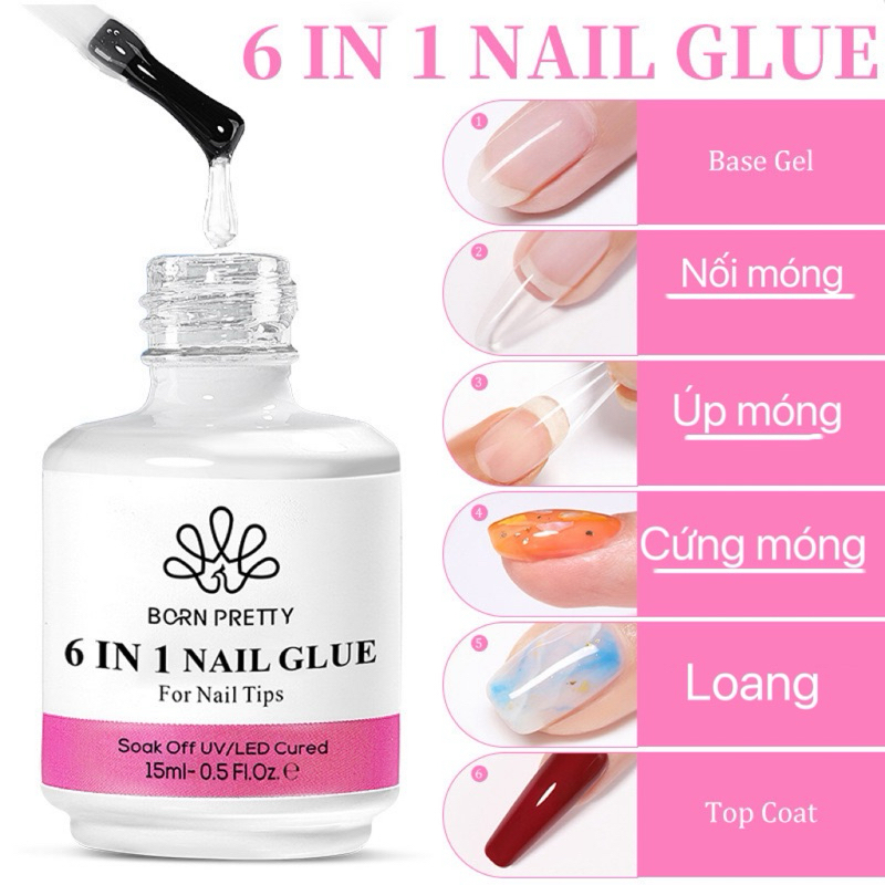 Glue Gel nối móng, cứng móng 6in1