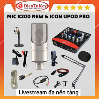 Bộ Combo Mic Thu Âm Hát Livestream Sound Card  Icon Upod Pro Mic Takstar PC-K200 New Chuyên Livestream, Thu Giọng Đọc