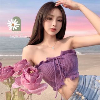 Quây Len Dệt Kim Áo Ống Nữ Đi Biển Phối Dây Rút Ngực Cột Cổ Yếm Siêu Xinh Áo Đi Biển Đi Núi Hàng Qccc Mẫu Hot 2024 Nvn 