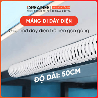 Máng đi dây điện dán gầm bàn dính siêu chắc, nhựa PP dẻo chống cháy an toàn dài 50cm đường kính 30 40mm