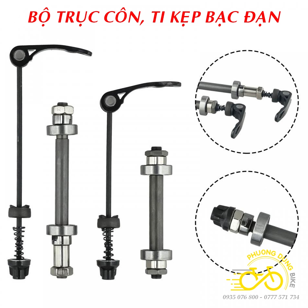 Bộ trục côn, ti kẹp moay ơ xe đạp Trước Sau (BI BẠC ĐẠN)