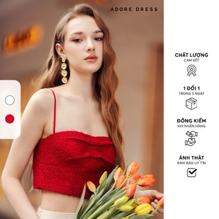 Áo quây Tweed đỏ xếp ly 411TO3004 ADORE DRESS