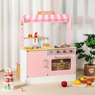 Đồ chơi siêu thị, quầy bán hàng, cửa hàng burger bằng gỗ
