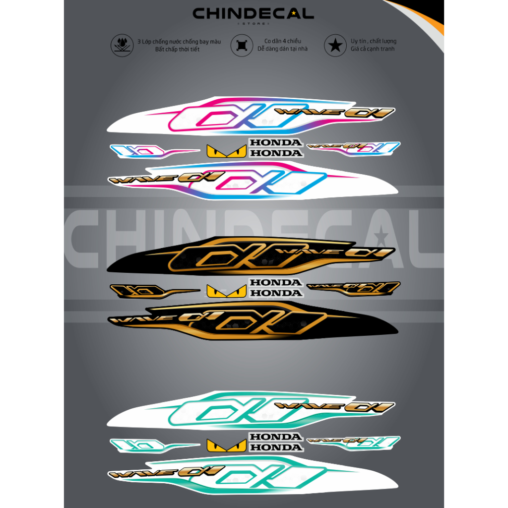 Tem WAVE ALPHA 100 và 50cc |  Đời 2009 - 2025 | Tem 3 lớp cao cấp chống nước chống bay màu 612662