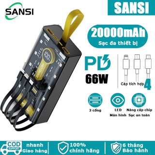 Sạc Dự Phòng 20000mAh - 66W Siêu nhanh sạc nạp dùng bộ vi mạch thế hệ mới với thiết kế phong cách cyberpunk trong suốt