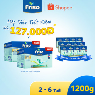 [Tặng 3 lốc RTD 110ml] Combo 2 Hộp Sữa Bột Friso Gold 4 Hộp Giấy 1200G/hộp