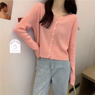 Áo Khoác Len Dệt Kim Mỏng, Áo Khoác Cardigan Basic Trơn Tay Dài Dáng Lỡ Cổ V From Ôm Hàng Qccc Phù Hợp Với Mọi Lứa Tuổi