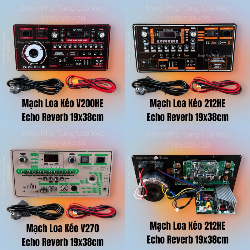 Mạch loa kéo V270 520W Bass 40 50 Đơn Đôi Echo Reverb