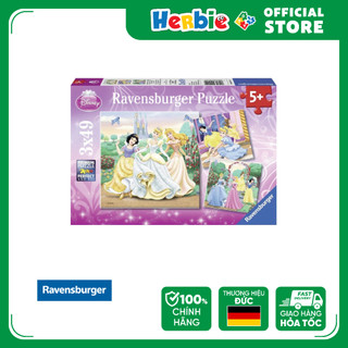 Đồ chơi xếp hình puzzle 3 bộ 49 mảnh ravensburger princess dreams jigsaw puzzle rv09411 - herbie toys