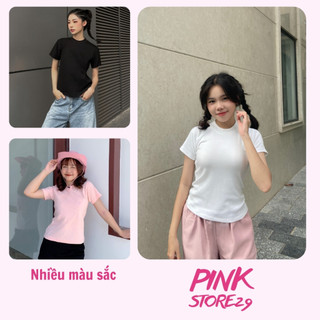 Áo thun Baby Tee trơn dáng ôm PINKSTORE29 cổ tròn, tay ngắn đơn giản A5784