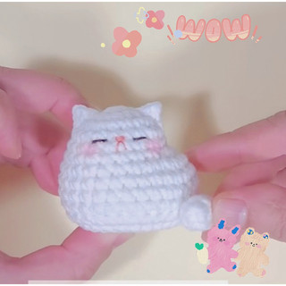 móc khoá mèo ú bằng len