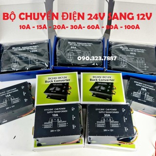 Bộ chuyển đổi nguồn ô tô Kuerl 10A/15A/20A/30A xe tải từ 24V Xuống 12V.