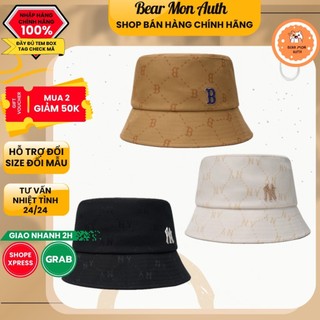 Mũ bucket mlb diamond monogram bucket hat boston red sox new york yankees 3ahtm114n màu trắng nâu đen
