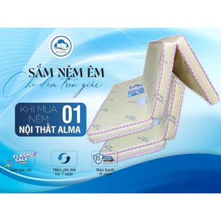 Nệm gấp 3 cao su non american loại cao cấp bảo hành 15 năm - size dày 5cm giao hàng nhanh
