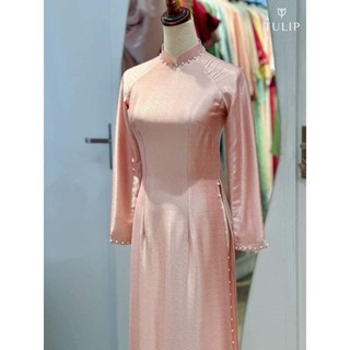 Bộ áo dài lụa vân gỗ cao cấp