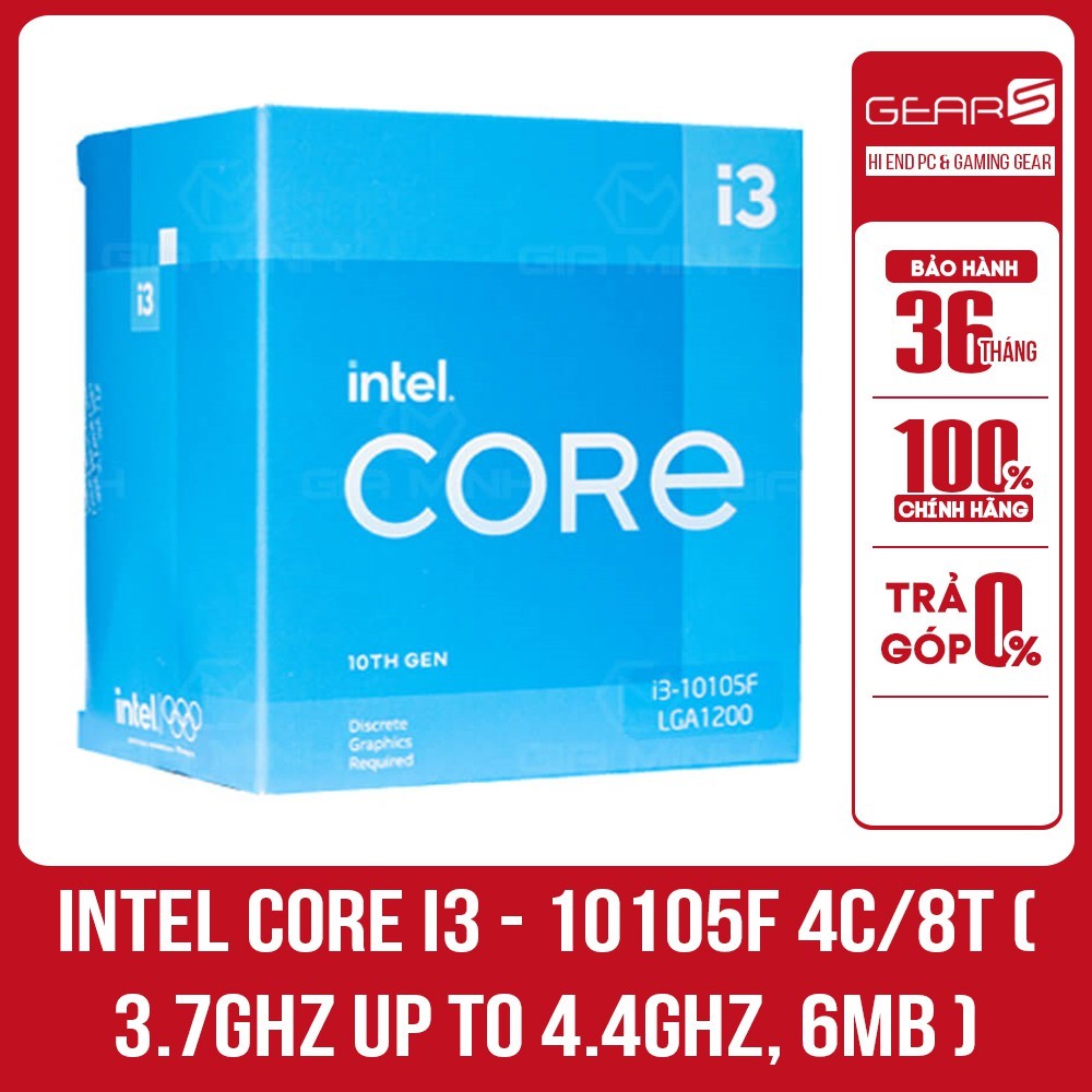 Cpu Intel Core I3 10105F 4C/8T ( 3.7GHz up to 4.4GHz, 6MB )xffc