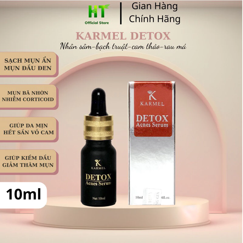 Serum Detox Karmel 10ml -Ngăn ngừa và giảm mụn loại bỏ mụn đầu đen, bã nhờ, da sần vỏ cam, tái tạo da