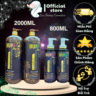  Cặp Dầu Gội Xả Collagen Keratin YUKI Plus 2000ML | 800MlGiảm Rụng Tóc Kích Mọc Tóc Phục Hồi Tóc Hư Tổn 