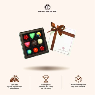 Hộp quà tặng combo socola tươi 9 viên ngẫu nhiên d'art chocolate - chỉ giao hỏa tốc tphcm