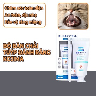 Bộ bàn chải và tuýp đánh răng cho thú cưng, vệ sinh răng miệng tuýp 50g Kojima cho chó mèo - Petgacy