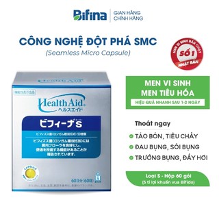 Men vi sinh Bifina Nhật Bản - Loại S 60 gói - Bổ sung lợi khuẩn, phòng biến chứng viêm đại tràng