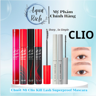 Mascara Clio Kill Lash Superproof Chải Mi 7g làm cong -dày và dài-Volume Curling - Long Curling - Sleek Volu
