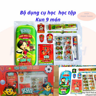 Bộ dụng cụ học , dụng cụ học tập Kun 9 món cho bé hàng khuyến mãi của sữa Kun