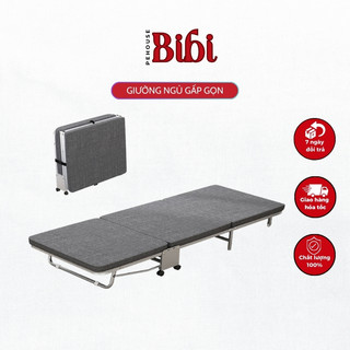Giường gấp văn phòng có bánh xe, Giường ngủ gấp gọn thông minh khung sắt chắc chắn