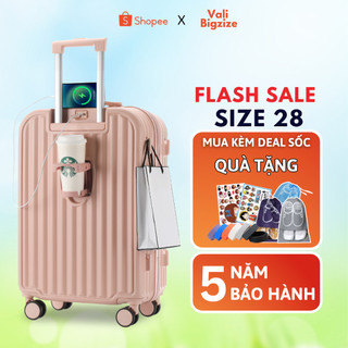 Vali kéo Siêu To Có Cốc Đựng Nước, Sạc Điện Thoại Size 28 P309/T01, Vali kéo du lịch Kingsun Size 28 Cao Cấp