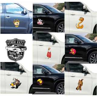 QC-Sticker dán xe hình  con vật khỉ, già, hưu, nai, sticker vui nhộn, decal hoạt hình dán xe, tem dán sườn xe ô tô