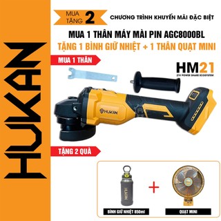 Máy mài cầm tay pin HUKAN AGC8000BL, Động cơ Không chổi than, 5 Tốc độ, Công tắc lưng