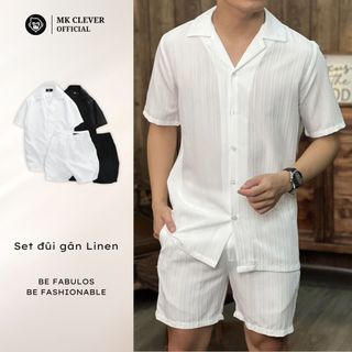 Set Bộ Đũi Gân Linen MK CLEVER Chất liệu vải đũi gân nhẹ, thoáng mát, co giãn, thoải mái, form Regular