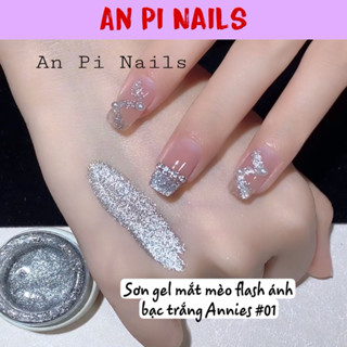 Sơn gel mắt mèo flash ánh bạc trắng Annies, An Pi Nails