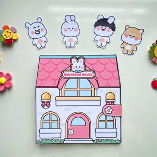  Đồ chơi Búp bê giấy nhà của Gấu nâu và thỏ Hồng Ddun ddun 