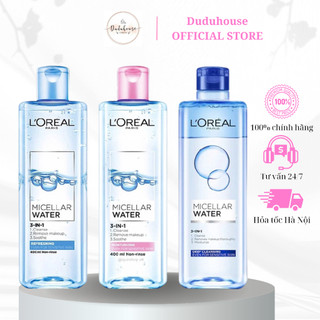 Nước Tẩy Trang L'Oreal Paris 3in 1 Micellar Water Làm Sạch Sâu, Dưỡng Ẩm Mọi Loại Da 400ml Duduhouse