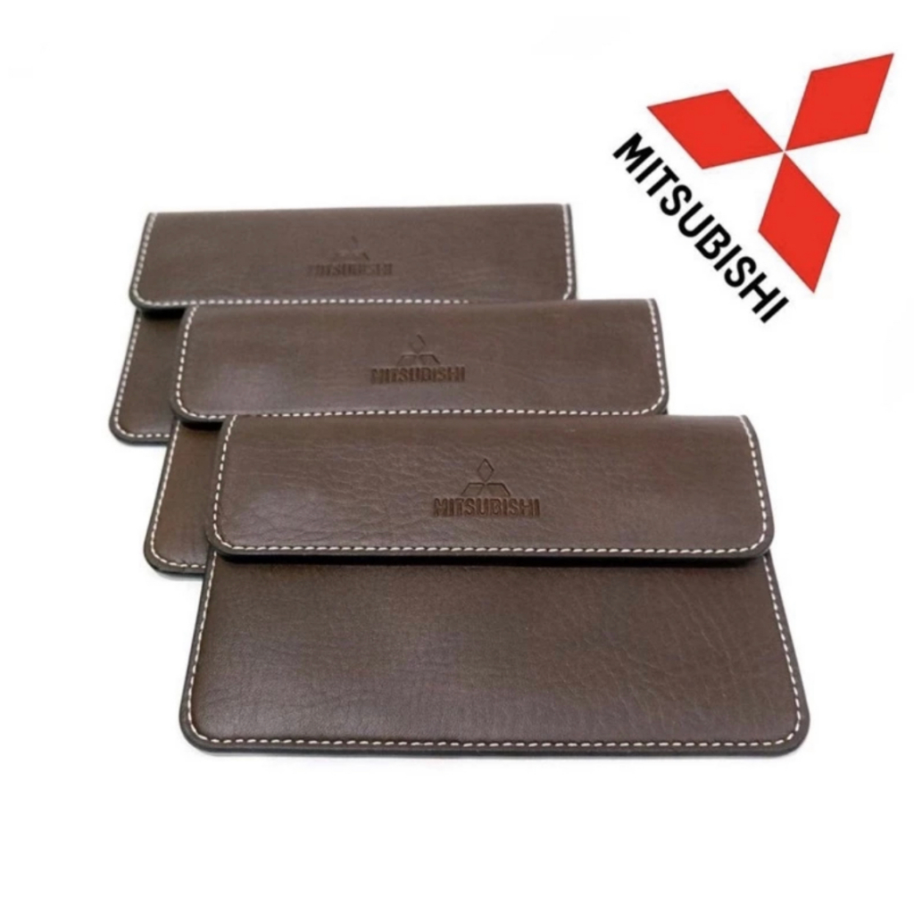 Ví đựng giấy tờ xe ô tô hãng MITSUBISHI đựng cà vẹt,bằng lái,đăng kiểm. Chất liệu da bò thật 100%
