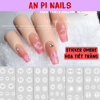 Sticker ombre hoạ tiết trắng - An Pi Nails
