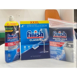 Combo Finish Hộp 90 Viên Rửa Bát Finish  + Nước Làm Bóng 800ml + Muối Rửa Chén túi 1.2kg Largo